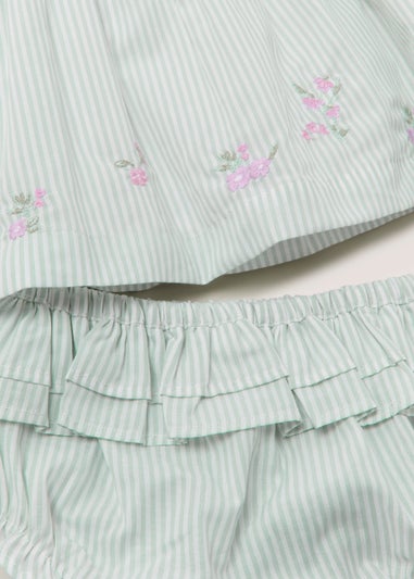 Baby Green Stripe Dress & Knickers Set (Newborn-23mths)