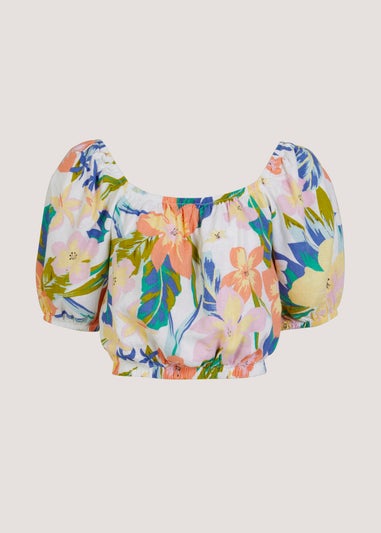 Multicoloured Floral Linen Blend Co-Ord Top