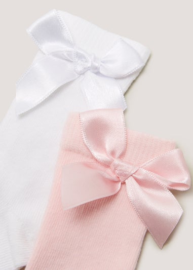 2 Pack Bow Baby Knee Socks (Newborn-12mths)