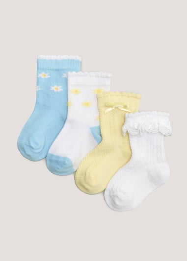 4 Pack Floral Baby Socks (Newborn-12mths)