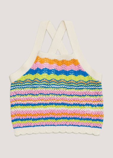Girls Candy Couture Multicoloured Stripe Knitted Top (9-16yrs)