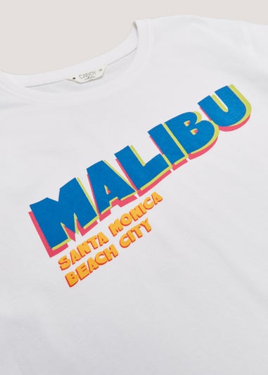 Girls Candy Couture White Malibu Cropped T-Shirt (9-16yrs)