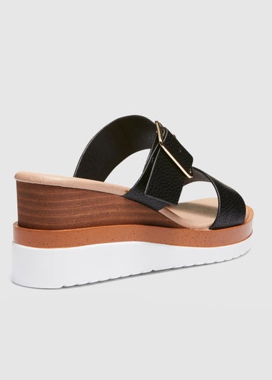 NOVO Black Bridgette Wedged Mules