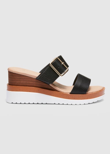 NOVO Black Bridgette Wedged Mules