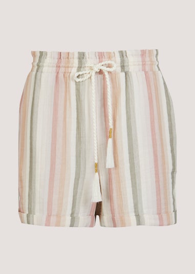 Multicoloured Stripe Double Cloth Shorts