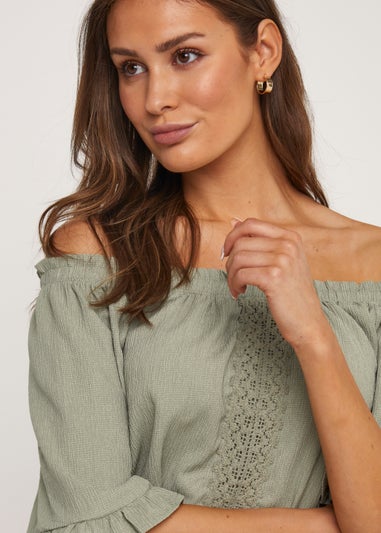 Khaki Lace Co-Ord Shorts