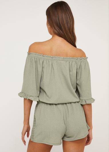 Khaki Lace Co-Ord Shorts