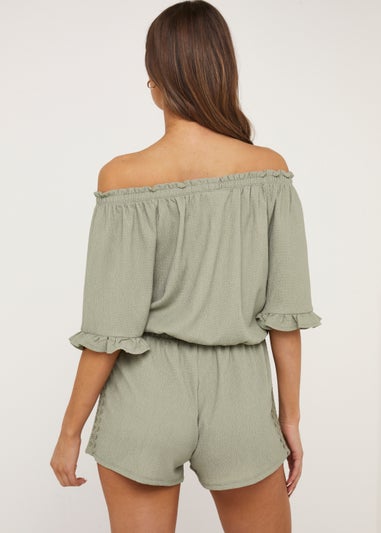 Khaki Lace Co-Ord Top