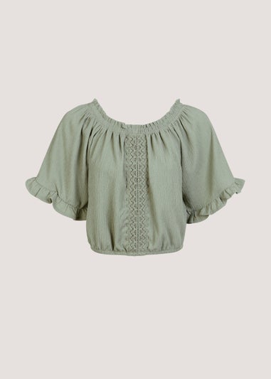 Khaki Lace Co-Ord Top