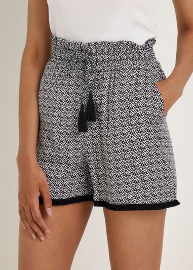 Monochrome Print Tassel Shorts