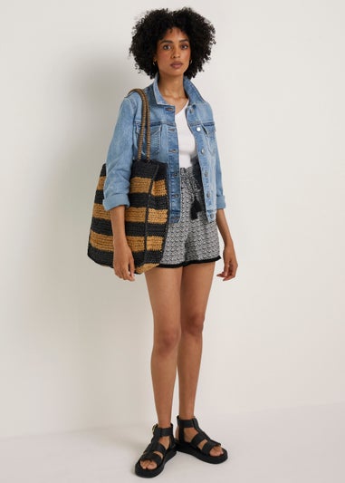 Monochrome Print Tassel Shorts