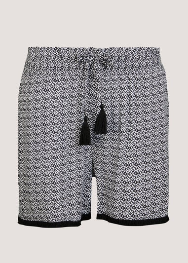 Monochrome Print Tassel Shorts