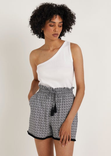 Monochrome Print Tassel Shorts