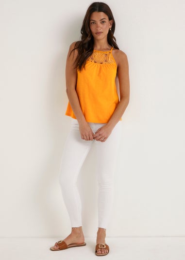 Orange Lace Front Cami Top