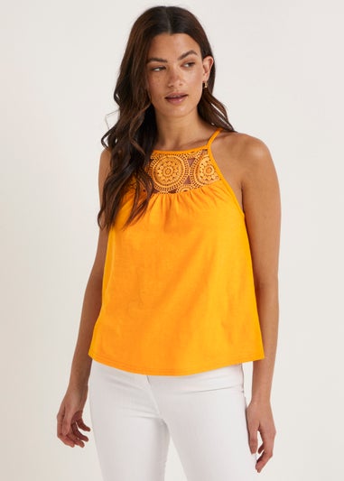 Orange Lace Front Cami Top