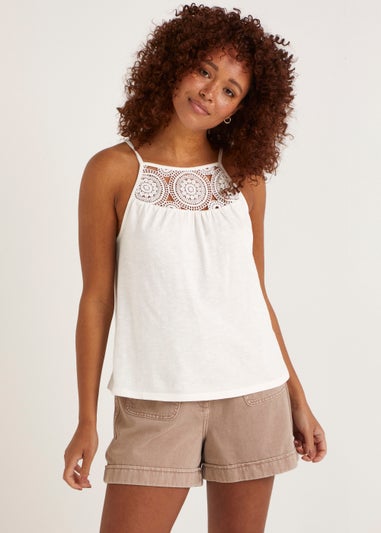 Cream Lace Front Cami Top