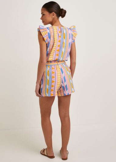 Multicoloured Neon Aztec Co-Ord Shorts