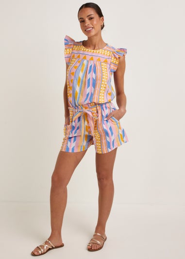 Multicoloured Neon Aztec Co-Ord Shorts