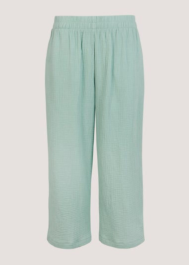 Sage Double Cloth Cropped Trousers