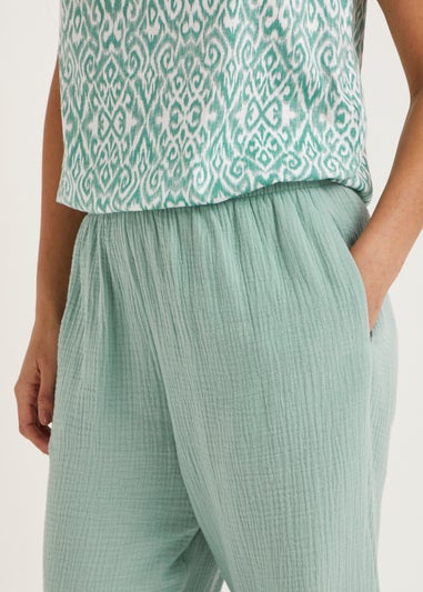 Sage Double Cloth Cropped Trousers
