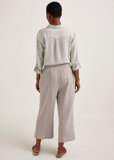 Mink Double Cloth Cropped Trousers