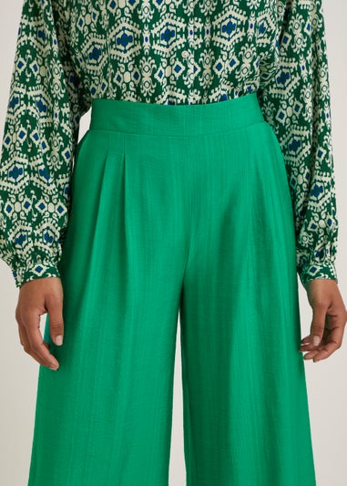 Green Wide Leg Cropped Trousers