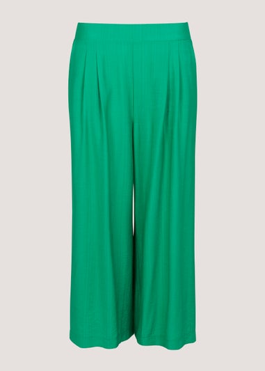 Green Wide Leg Cropped Trousers - Matalan