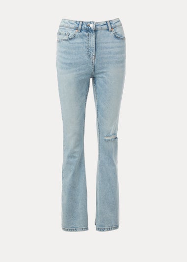 Light Wash Bleached Skinny Flared Distressed Jeans