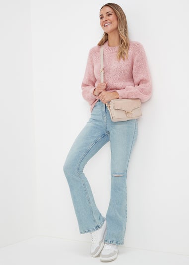 Pink Cropped Flared Jeans - Matalan