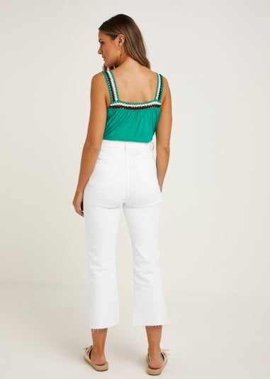 White Cropped Flared Jeans