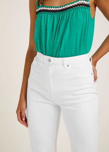 White Cropped Flared Jeans