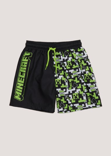 Kids Black Minecraft Swim Shorts (2-9yrs)