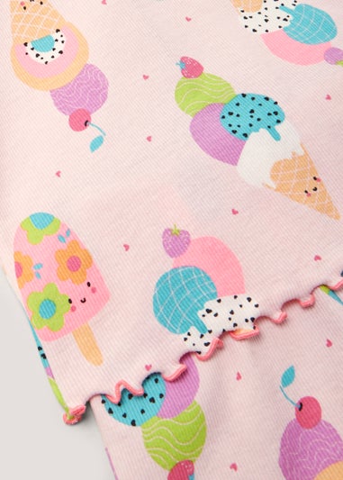 Girls Pink Ice Cream Short Pyjama Set (9mths-5yrs)