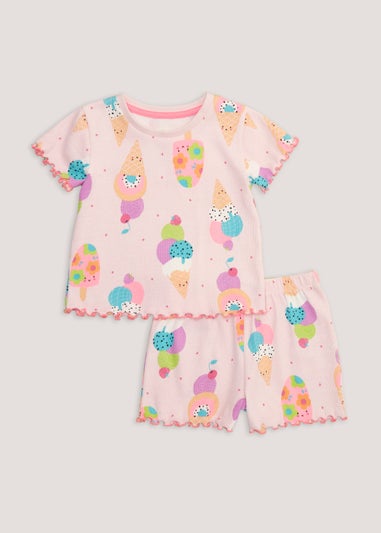 Girls Pink Ice Cream Short Pyjama Set (9mths-5yrs)