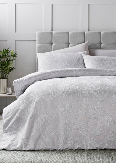 Grey Palm Jacquard Duvet Cover