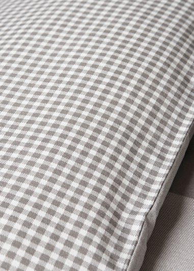 Grey Gingham Reversible Duvet Cover