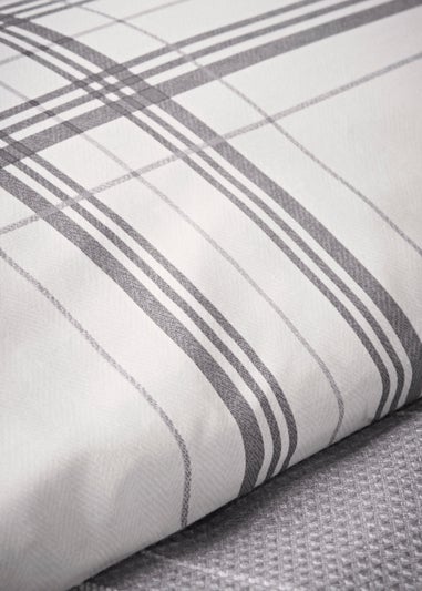 Grey Waffle Check Reversible Duvet Cover