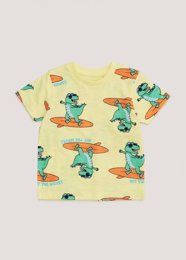 Boys Lemon Dinosaur Print T-Shirt (9mths-6yrs)
