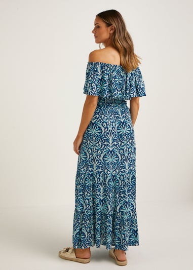 Blue Crinkle Co-Ord Maxi Skirt