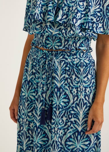 Blue Crinkle Co-Ord Maxi Skirt