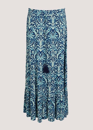 Blue Crinkle Co-Ord Maxi Skirt