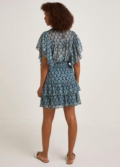 Blue Print Metallic Co-Ord Mini Skirt