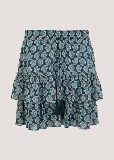 Blue Print Metallic Co-Ord Mini Skirt