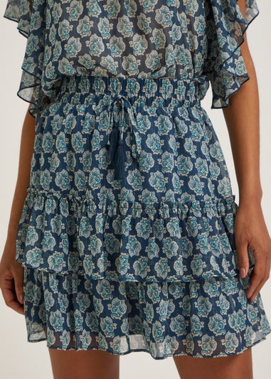 Blue Print Metallic Co-Ord Mini Skirt