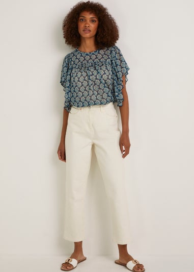Blue Woodblock Co-Ord Blouse