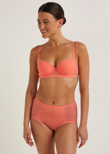 Coral Floral Flock Bra
