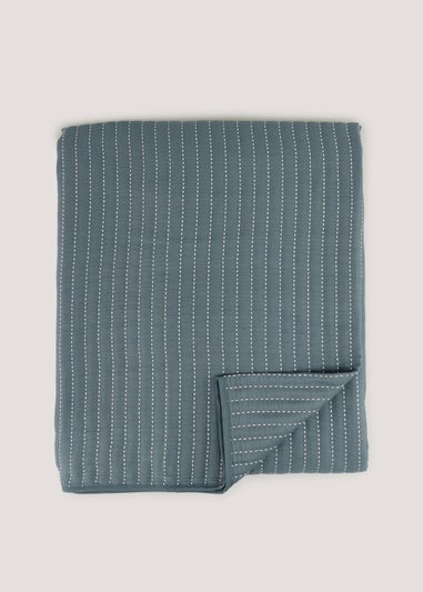 Blue Stab Stitch Bedspread (235cm x 235cm)