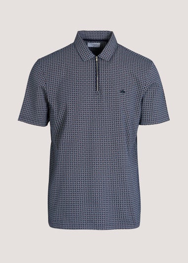 Navy Zip Up Polo Shirt