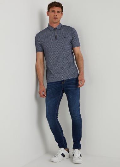 Navy Zip Up Polo Shirt