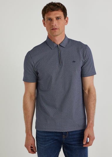 Navy Zip Up Polo Shirt